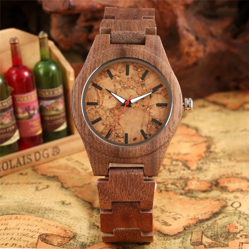 Natural Walnut Wood Watch for Ladies Quartz Wooden Band Bracelet Wristwatches - Image 2 of 4