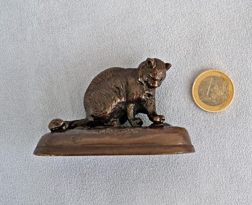 Emmanuel FREMIET (1824-1910) Chat Jouant Sculpture Animalière Bronze Signé - Bild 8 von 9