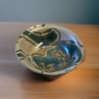 handmade drip glaze earth tones pottery decorative bowl artist signed