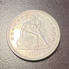 1876 USA Seated Liberty Quarter Dollar Sharp AU details once cleaned Z-500