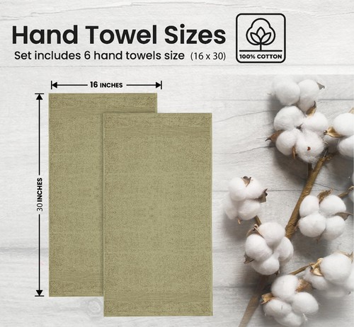 Premium Hand Towels Pack of 6 (16" x 30”) 100% Combed Ring Spun Cotton | High... - Picture 4 of 9