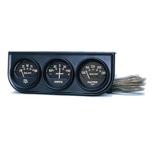 Auto Meter Gauge Set 2347; Auto Gage Water Temp/Amps/Oil Pressure Black, Mech