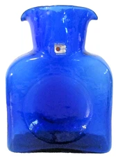 Vintage Blenko Handmade 8.75in Tall 6in Wide Cobalt Double Spout Glass Vase MINT