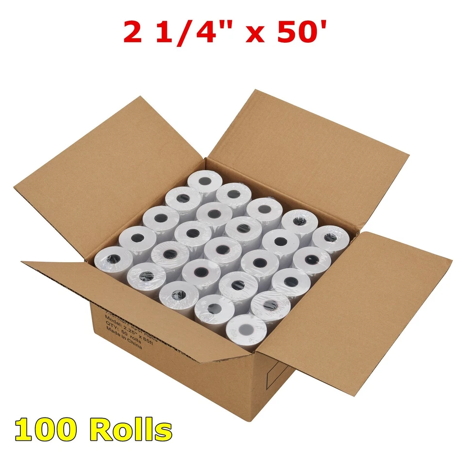 100 Roll 2 1/4" x 50' Thermal Receipt Paper POS Cash Register for VERIFONE vx520