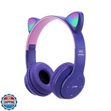 Xiaokeis Kids Headphones, Cat Ear LED Light Up Bluetooth 5.0 Fold