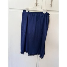 Vintage WARNERS BLUE SIZE XL Lace-Trimmed Tricot Nylon Half Slip