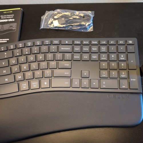 Deluxe GM909 Ultra Ultra-Thin Ergonomic Wireless Keyboard Black New Open Box - Bild 5 von 7