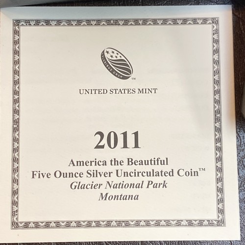 2011 GLACIER America The Beautiful ATB 5 Oz Silver Coin w/Box/COA ccb5g - Picture 4 of 5