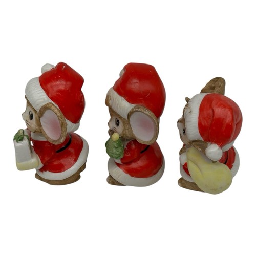 Vintage Set Of 3 Homco Santa Christmas Mouse Holiday Mice Figurines 3.75” Tall - Picture 10 of 12