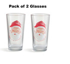 2x Christmas Glasses Santa 300ml Festive Decorative Party Glass Tumbler