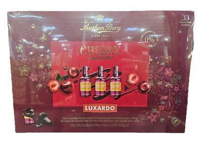 Anthon Berg Cherry Sensations Luxardo 33 Dark Chocolate Bottles Cherry Filling