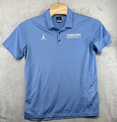 Jordan North Carolina Tar Heels Basketball Polo Shirt Dri-Fit Blue Men s Size L