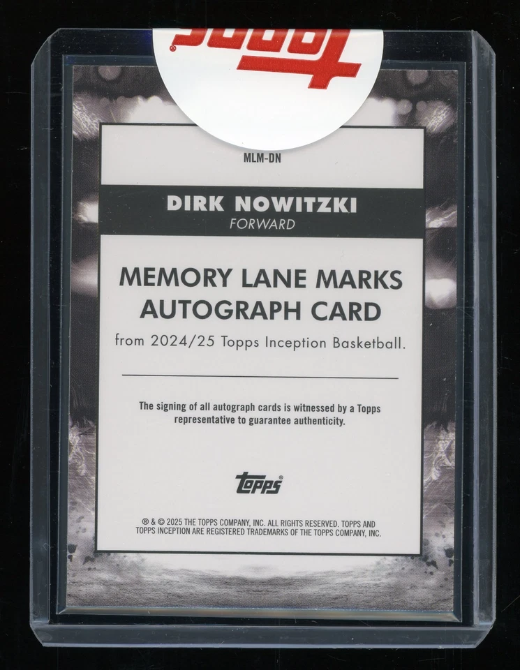 2024-25 Topps Inception Memory Lane Marks Camo Dirk Nowitzki Auto 6/10 MAVERICKS - Image 2 of 2
