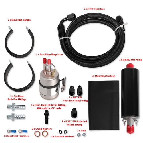High Pressure EFI Fuel Pump Kit LS Swap Walbro GSL392 6AN Fittings 255LPH - Picture 4 of 15