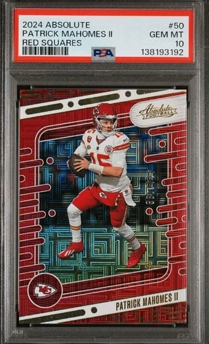 2024 Absolute #50 Patrick Mahomes #/499 Red Squares Holo Chiefs PSA 10 GEM MINT