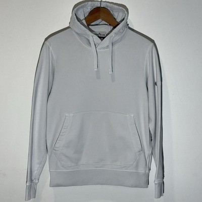 Stone Island Hoodie White- Grey Cotton Pullover Mens M No Patch