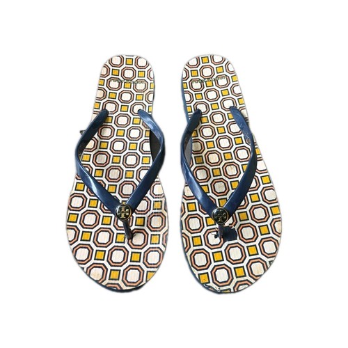 Chanclas Tory Burch pantuflas para mujer talla 8-8,5 patrón geométrico sin cordones leer