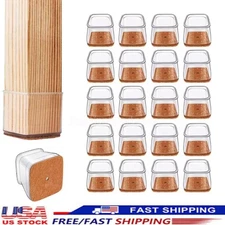 Clear Silicone Chair Leg Floor Protectors, Square Furniture Leg Caps Covers