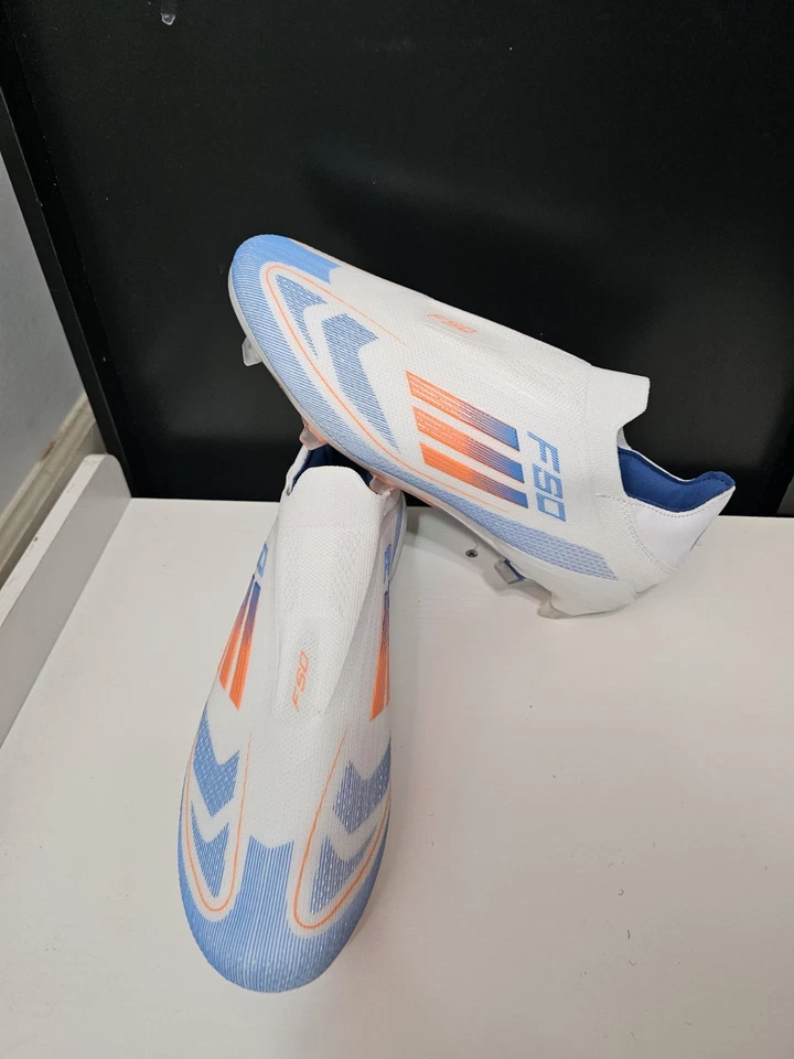 adidas F50 Elite FG Size 10.5 White/blue / Orange Soccer - Image 4 of 4