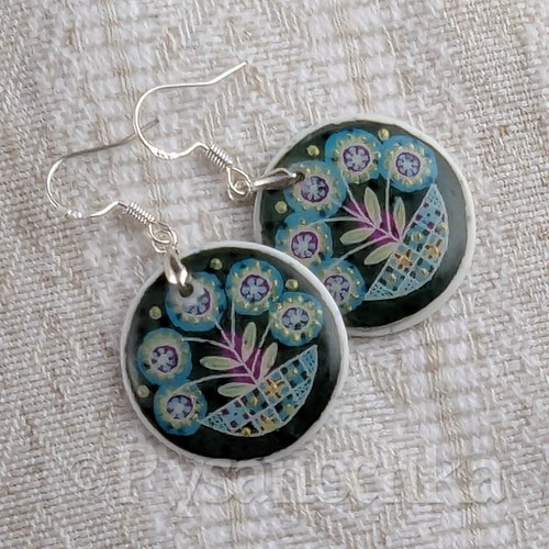 Pysanka earrings. Ostrich Shell. Easter egg style. Pysanky Hand Made by Halyna - Picture 4 of 7