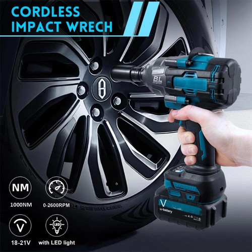 1000N.m Brushless High Torque Electric Impact Wrench 1/2" For Makita 18V Battery - Picture 8 of 11