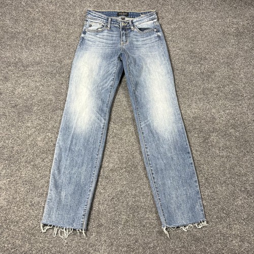 Judy Blue Jeans Womens 0 24 Blue Boyfriend Fit Distressed Frayed Hem Denim Pants