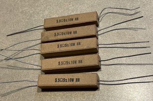 5.5 Ohm 5% 10 Watt HH Sandstone Power Resistors 5 pcs NOS - Picture 2 of 4