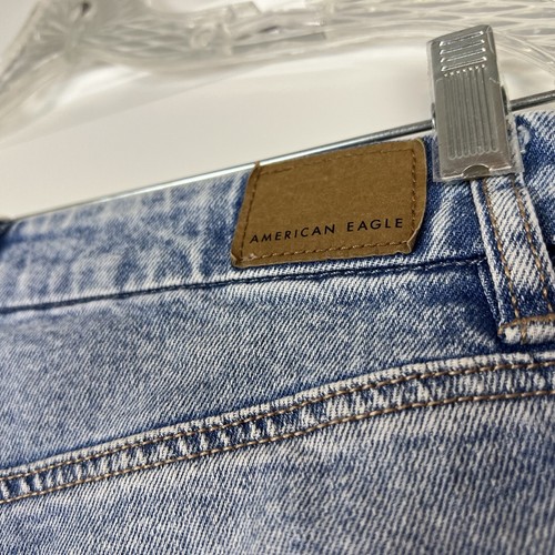 American Eagle Curvy 90s Straight Distressed Destroyed Light Wash Denim Jeans - Picture 6 of 9
