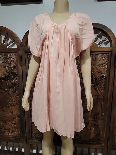 Ya Los Angeles Pink Flowy Size S Dress Boho Peasant Balloon Sleeve #W4 - Picture 3 of 10