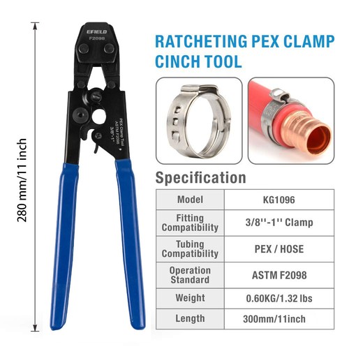 PEX Cinch Crimp Crimper TOOL& Go/ No-go Gauge for SS Clamp 3/8" -1" ,Pipe Cutter - Picture 5 of 10