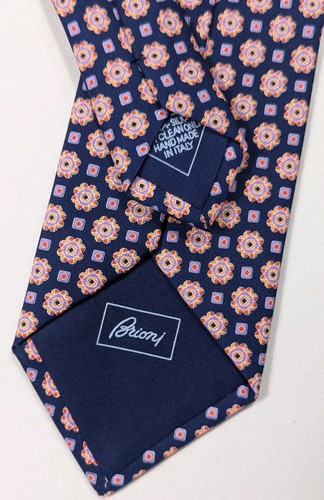 Brioni Silk Neck Tie Blue Purple Starburst Geometric Handmade Men's 3.5" x 62" - Picture 6 of 9