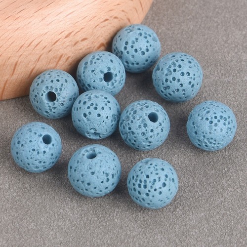 Round Colorful 6mm 8mm 10mm 12mm 14mm 16mm Natural Lava Stone Loose Beads Lot - Picture 11 of 18