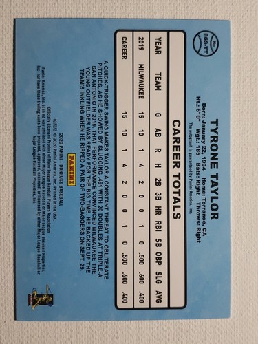 2020 Panini Donruss Retro Tyrone Taylor RC Autograph Brewers Auto  - Bild 2 von 2