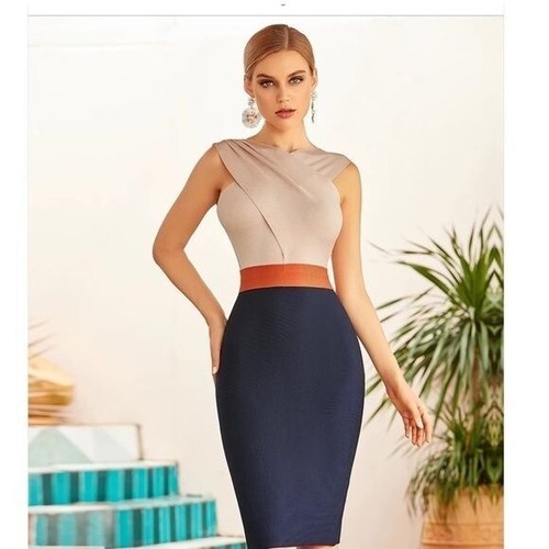 Sleeveless Bodycon Bandage Dress Knee Length Club Celebrity Evening dress M - Picture 4 of 7