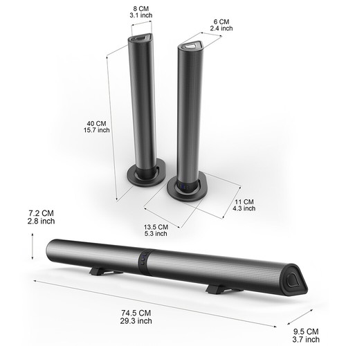 Bluetooth 5.3 Soundbar 3D-Stereo TV Sound System Heimkino Lautsprecher Wireless - Bild 4 von 15