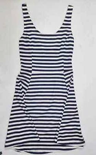 H&M Women's Striped Mini Dress SZ 0 Navy White Stretch Patriotic