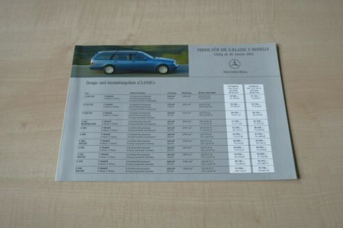 206236) Mercedes E-Klasse W210 T-Modell - Preisliste & Extras - Prospekt 01/2002 - Bild 1 von 1