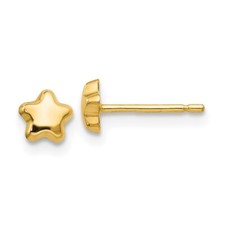 14k Yellow Gold Polished Star Stud Earrings Perfect Gift for Her