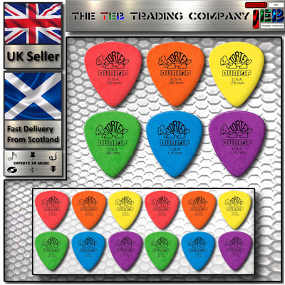 12 x Dunlop Tortex Gitarren-Plektrum Plektren - Wählen Sie Ihre Farbe/Größe - UK