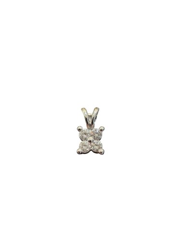 White Gold Genuine Diamond 4 Stone Pendant Charm - Picture 4 of 8