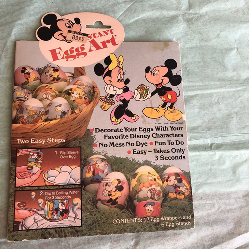 NEW VTG Disney Mickey Minnie Donald Easter Egg Art 12 Wrappers 6 Egg Holder '81 - Picture 13 of 13