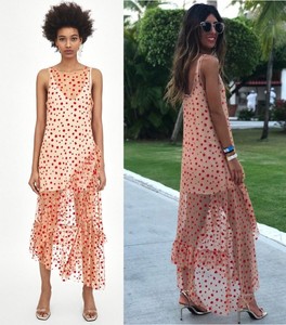 polka dot mesh maxi dress