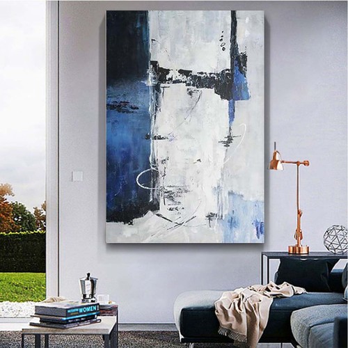 Arte abstracto minimalista moderno pintura al óleo decoración del hogar cuadro colgante mano - Imagen 4 de 6