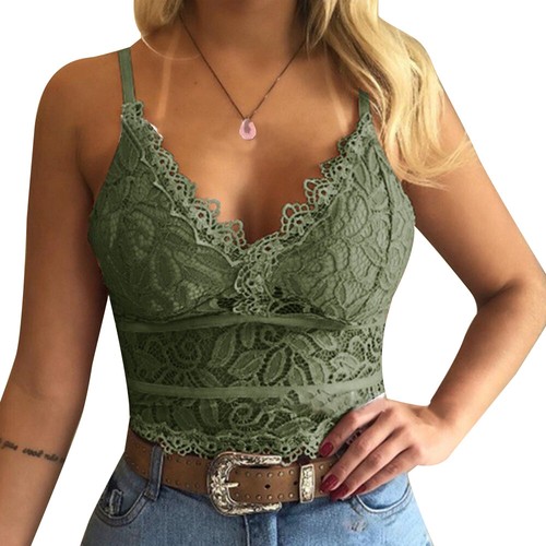 Damen Spitze V-Ausschnitt Sexy Bustier Bralette Bralet BH Crop Top Cami Weste Camisole - Bild 8 von 15