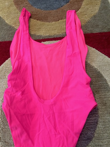 NWT Aerie Bright Neon Pink One Piece Bathing Suit Swimwear Swimsuit Swim Medium - Picture 4 of 6