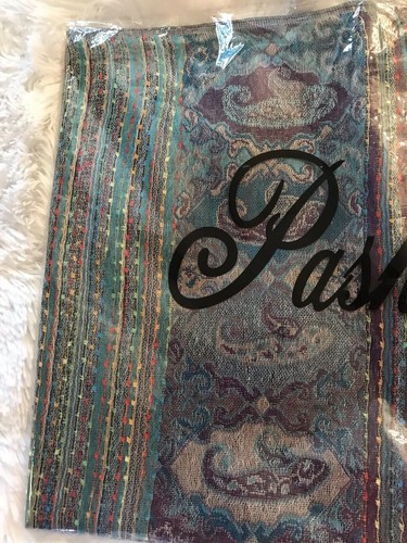 Peach Couture Jacquard Paisley Scialle Avvolgente Teal Scuro Turchese Viola 27 x 72 NUOVO - Foto 4 di 12