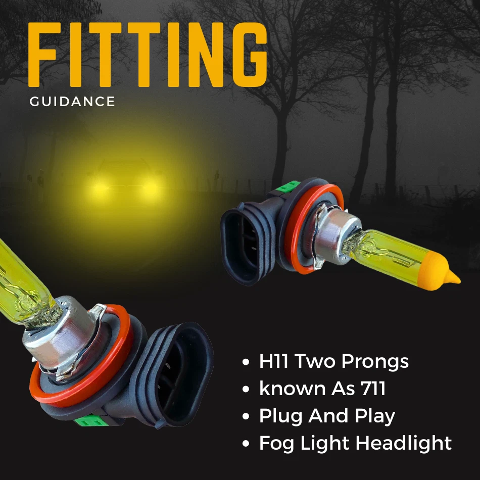 For VW Golf Mk7 Front Fog Light Xenon Yellow 100w 2013-2020 Headlight Lamp Bulbs - Image 4 of 4