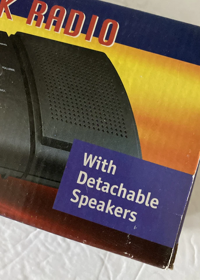 LCD ALARM CLOCK RADIO WITH DETACHABLE SPEAKERS BLACK 10.5” LONG X 4” WIDE NEW !! - Image 4 of 4