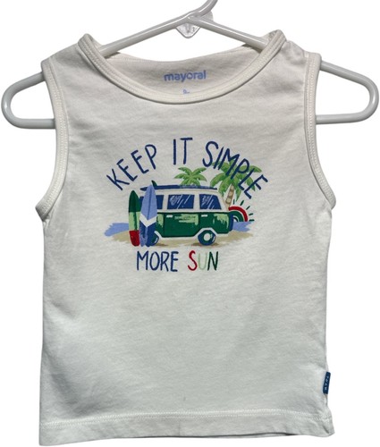 Mayoral KEEP IT SIMPLE MÁS SOL Verde VW Bus Tablas de Surf Blanco Tank Top, 9 mos. - Imagen 1 de 2