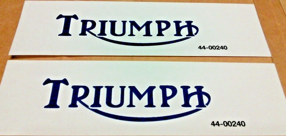 TRIUMPH looped 2-1/2 x 1" blue with white edge vinyl decal sticker pair 44-00240 - Image 3 of 4